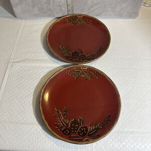 Northwoods Christmas Red Pine‎ by North Pole Trading Co Dinner Plate Set 2